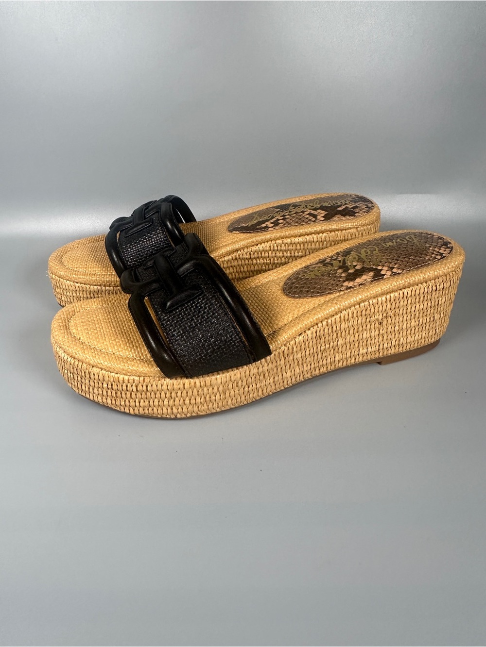 Sam Edelman Wedge Summer Espadrille Sandals Women’s Size 10 Black Tan